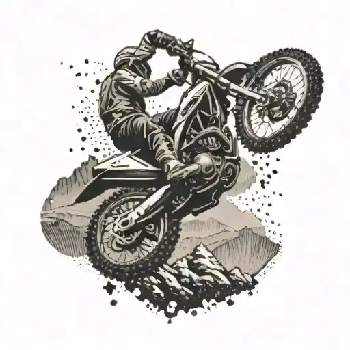 A Dirt Bike Jumping Over A Mountain Range Symbolizing The Thrill Of Dirt Biking