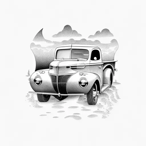 Sunset With A 1941 Ford Truck In It