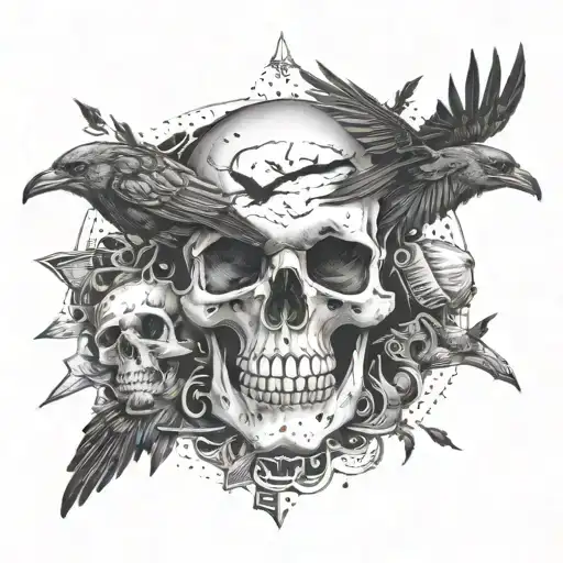 Skull Surrounded By Crows
