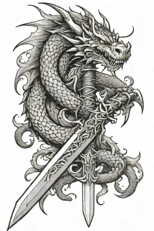 Sword With Dragon Wrapped