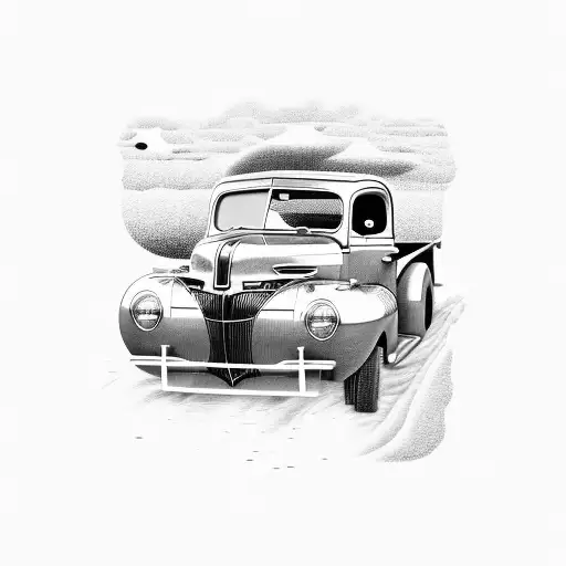 Sunset With A 1941 Ford Truck In It