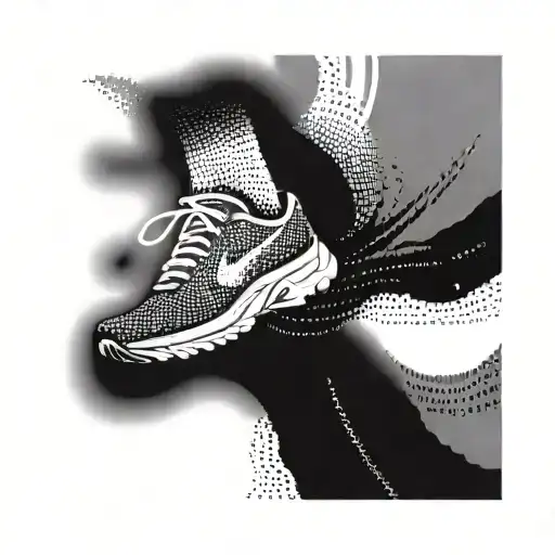 An Abstract Representation Of A Runner's High With Swirling Patterns And Running Shoe Motifs