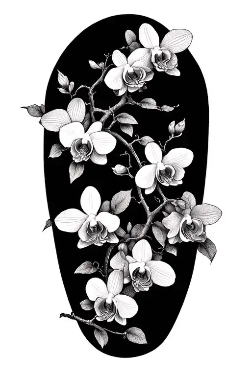 Orchids And Cherry Blossoms Blooming Vines Intertwining