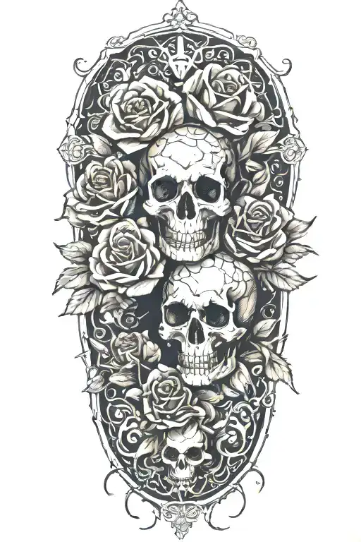 Roses Intertwined With The Sf Crest And Skulls