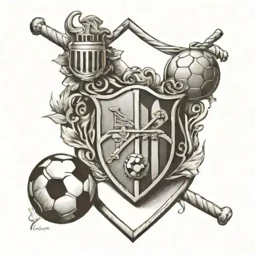 A Family Crest With Football Elements Like A Ball And Goalposts