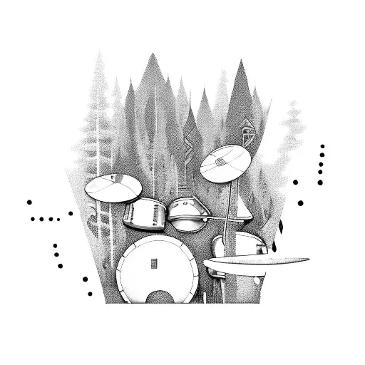 A Drummer Surrounded By A Forest Of Musical Notes