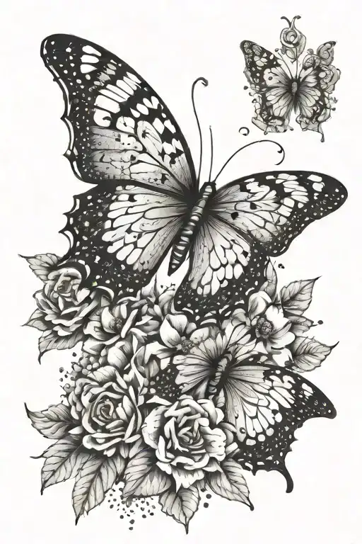 Butterfly And Flowers