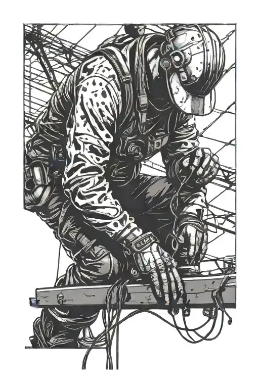 Lineman Fixing Electrical Wires