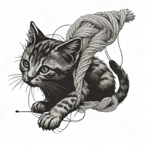 Kitten Playing With Yarn