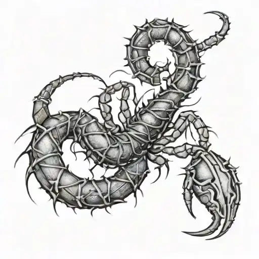 Scorpio Zodiac Sign In Barbed Wire Wrapped