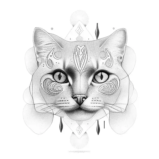 Surreal Tattoo With Cat And Marijuana In Mexiko