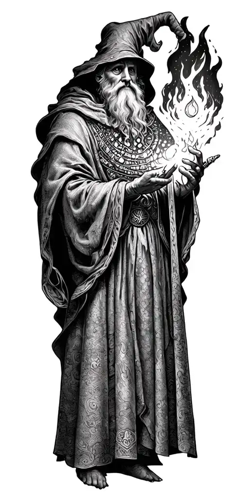 Wizard With Orb Fire