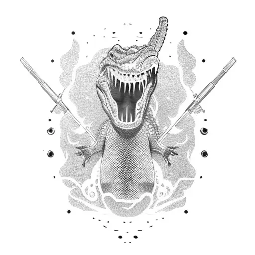 Crocodile Holding A Machine Gun