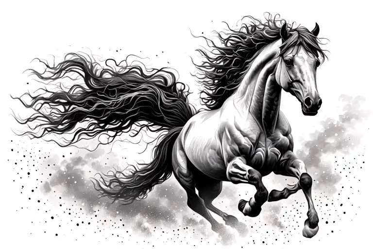 Wild Ghost Horses Running Freely