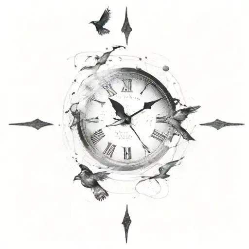 Broken Clock With Birds Flying Out Of It With The Word Faith