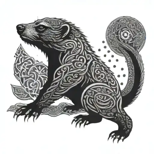 Honey Badger With Celtic Pattern Incorporating Elements