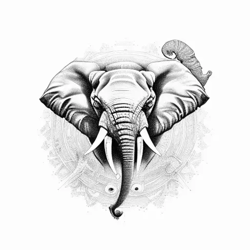 Elephant Half Real Half Mandala