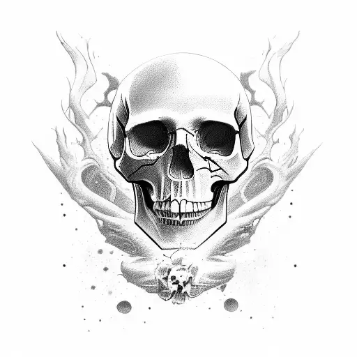 Skull Profile With Knife Tribute To Three Daughters