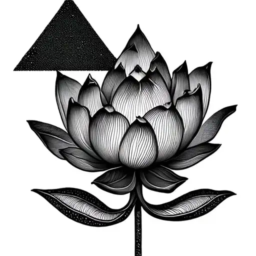 Abstract Geometric Lotus Flower In Reverse Triangle