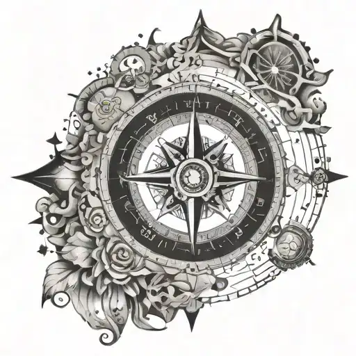 A Compass With Musical Symbols Representing Different Destinations