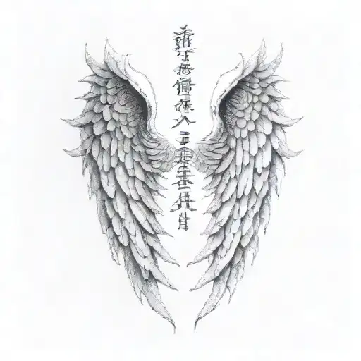 Kanji With Angel Wings Back Neck