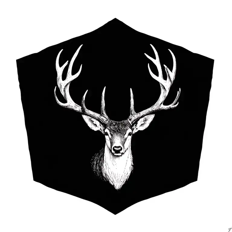 Seven Point Deer Antler Outline Tramp Stamp