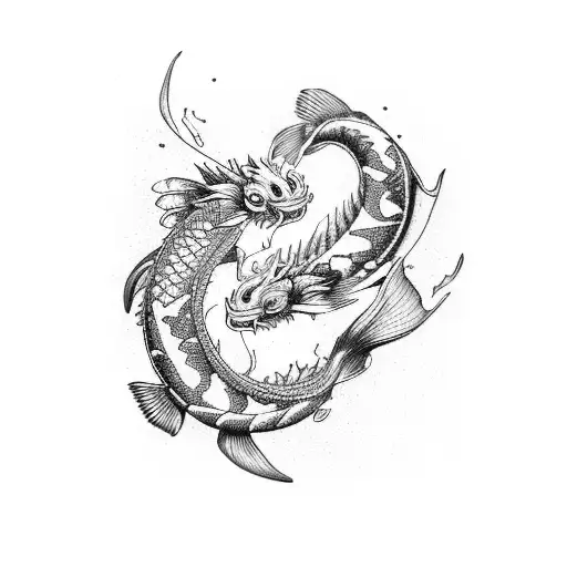 Koi Fish Turning Into Dragon