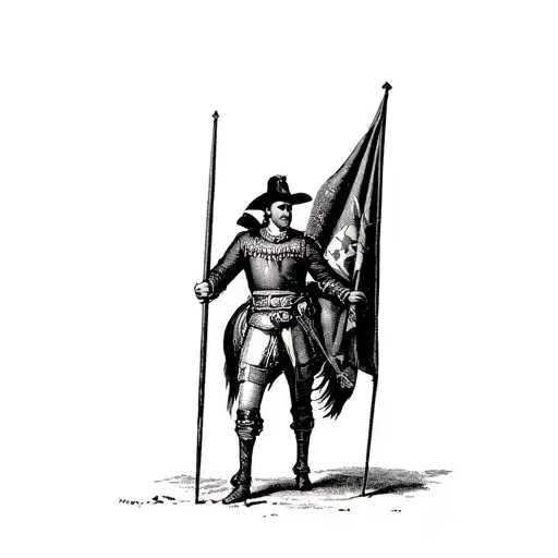 Matador Stood Holding A Flag To Right Side