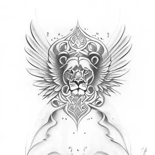 Family Lion Angel Wings