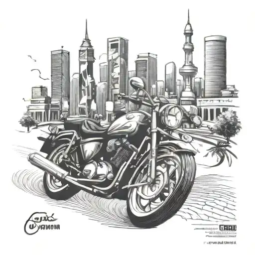Create A Stylized Skyline Of Tehran With A Sleek Motorbike Racing Through The Streets
