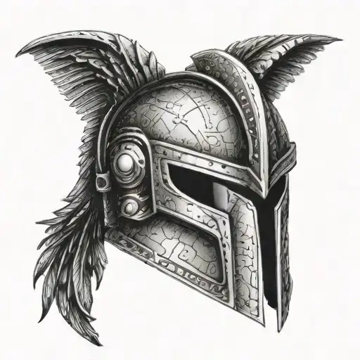 A Spartan Helmet Adorned With Futuristic Technology And War Paint
