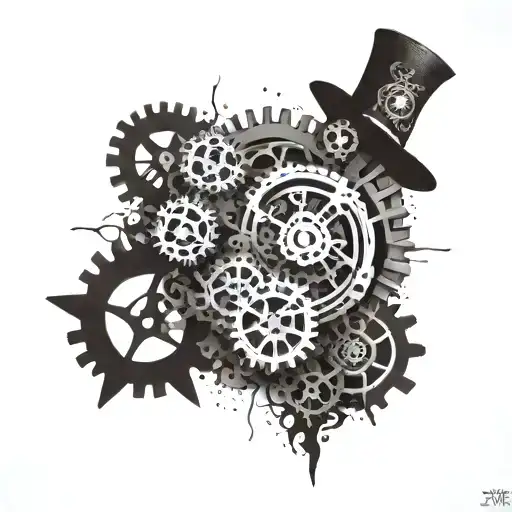 A Clockwork Shaman With Gears And War Symbols Intertwined