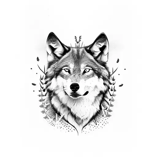 Wolf On Hillside With Palm Tree