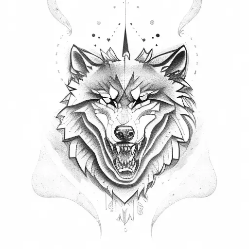 Nordic Shield With Wolf Head Flowing Down Arm