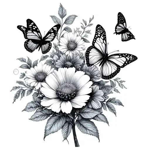 September October And February Birth Flower With Butterflies