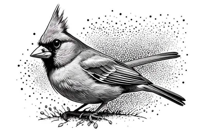 Cardinal Bird Sitting Atop