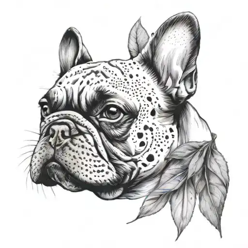 French Bulldog With Leaves