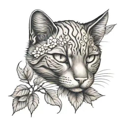 Cat Napping Under A Rose Bush