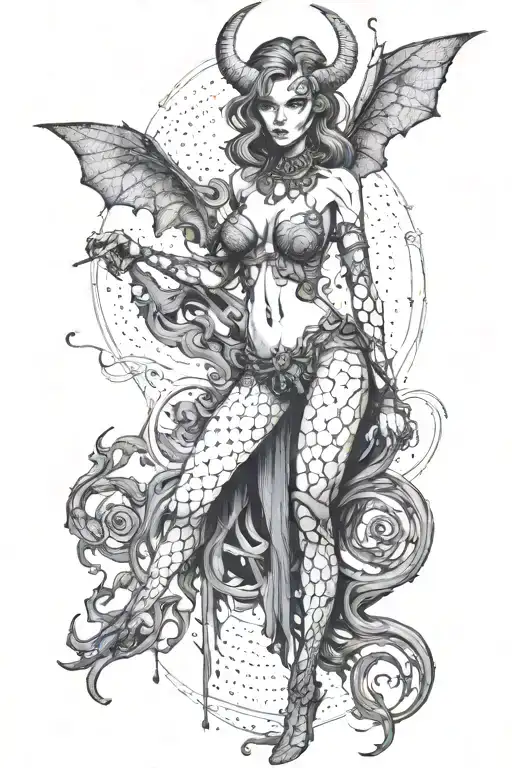 Female Demon Girl Standingl Long Legs