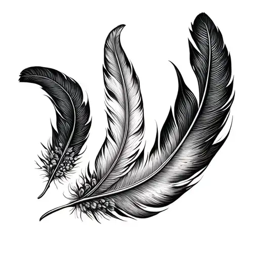 Black And White Feathers Curved