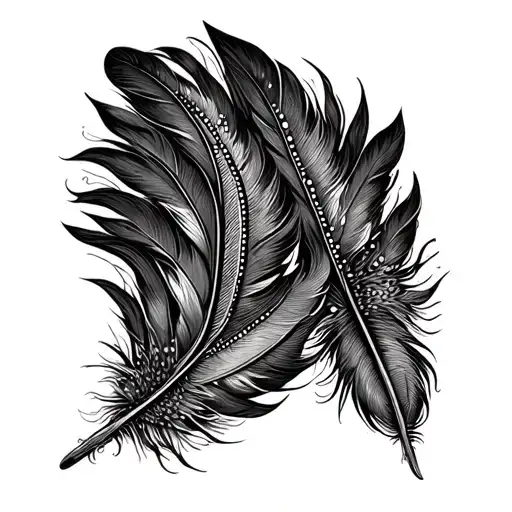 Western Black And White Feathers Curved