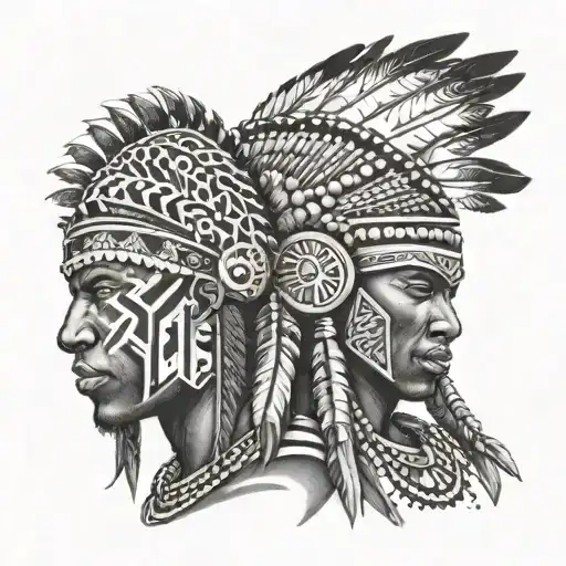 African Warrior With Native American Headress