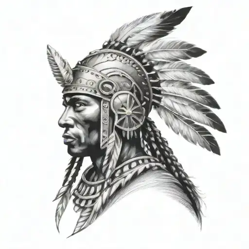 African Warrior With Native American Headress