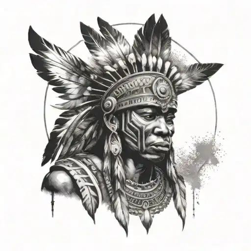 African Warrior With Native American Headress