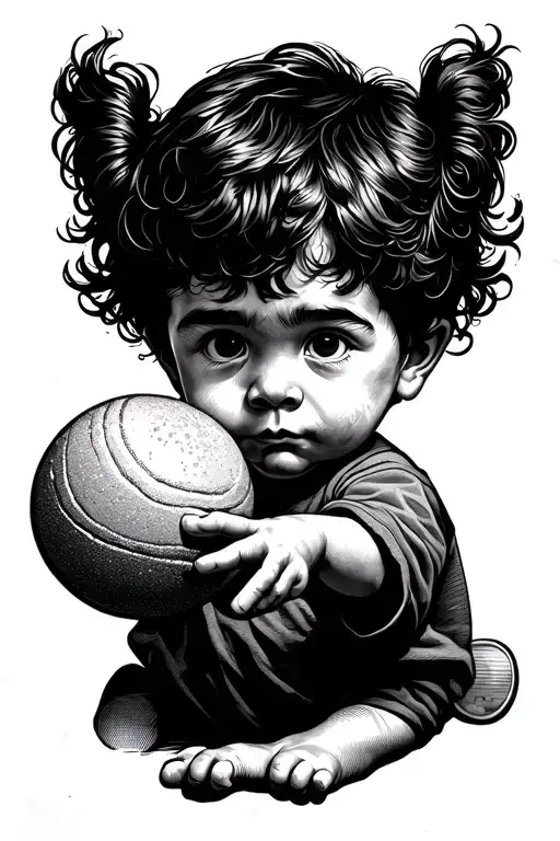 A Lil Kid With A Ball In His Right Hand