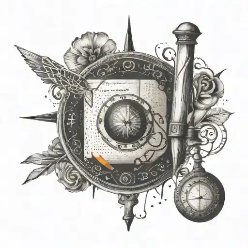 Combine Classic English Literature Symbols With A Writer's Tools In A Dotwork Design