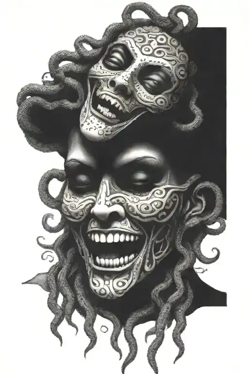 Medusa Gorgon In A Ghostface Mask