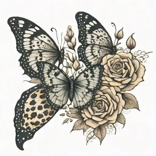 Butterflies With Roses And Cheetah Prints