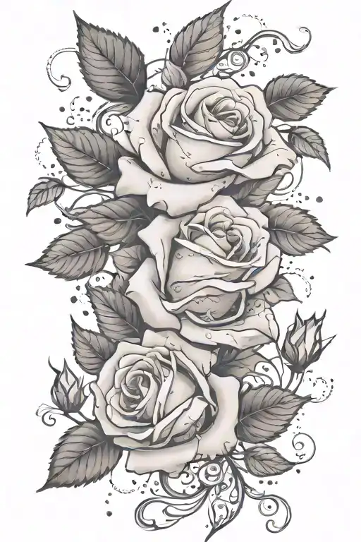 White Roses On A Vine Intertwined With Petals Falling Down