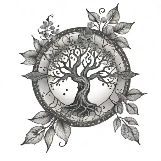 Astrology Symbols Intertwined And Tree Branch